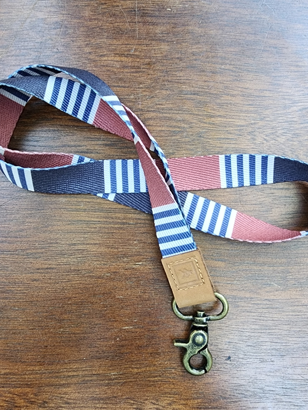 Thread Wallets Neck Lanyard Style Charlie Blue Stripe Canvas Leather Accent